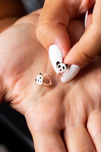 Panda Figürlü Gümüş Çocuk J Küpe