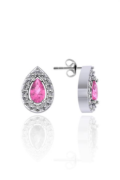 Pembe Damla Taşlı Gümüş Küpe