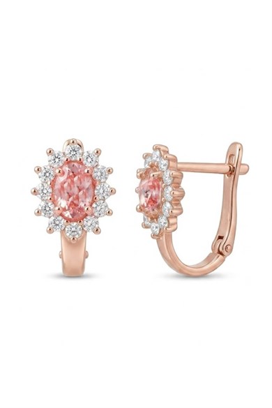 Pembe Damla Taşlı Klipsli Gümüş Küpe