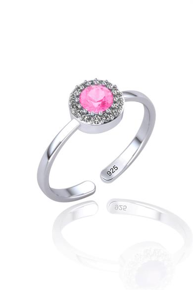 Pembe Taşlı Gümüş Yüzük