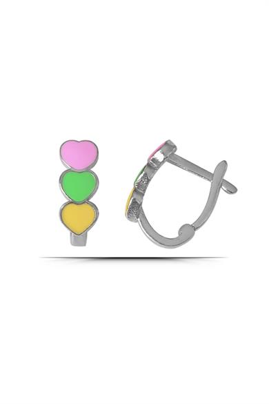 Renkli Kalpler Gümüş Çocuk J Küpe