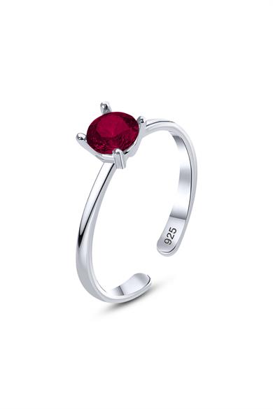 Ruby Tek Taş Gümüş Yüzük