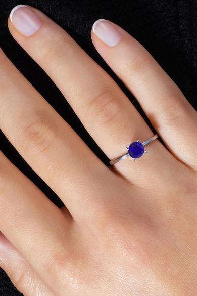 Safir Tek Taş Gümüş Yüzük