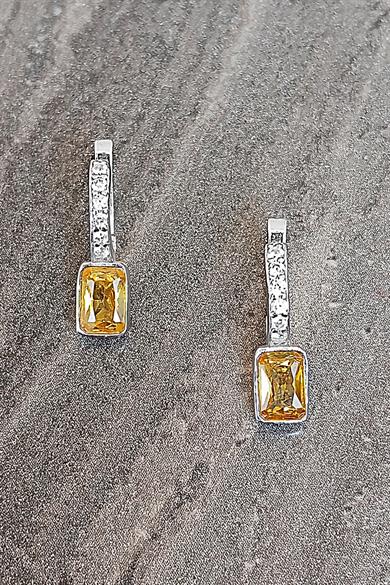 Sarı Taşlı Gümüş Çocuk J Küpe