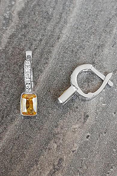 Sarı Taşlı Gümüş Çocuk J Küpe