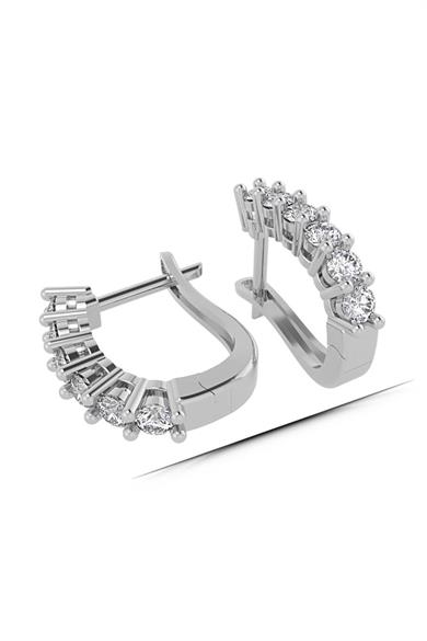 Sıra Taşlı Klipsli Gümüş Küpe