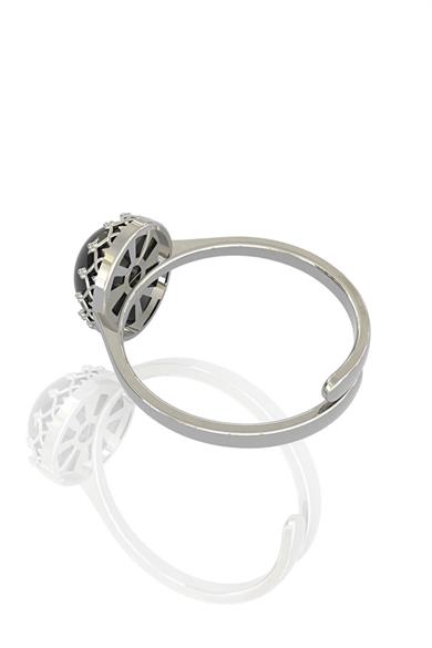 Siyah Kapşon Taşlı Gümüş Yüzük