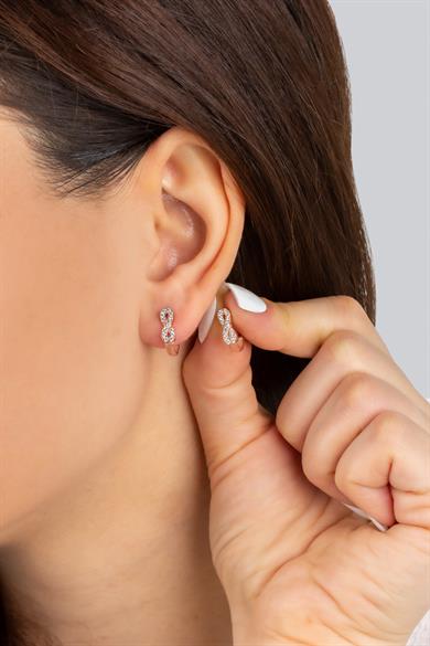 Sonsuzluk Figürlü Klipsli Gümüş Küpe