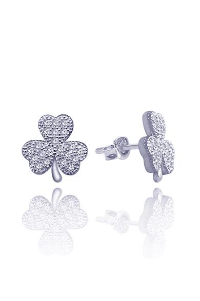 Üç Yapraklı Gümüş Yonca Küpe