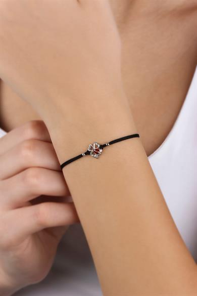 Uğur Böcekli Yonca Gümüş Bileklik