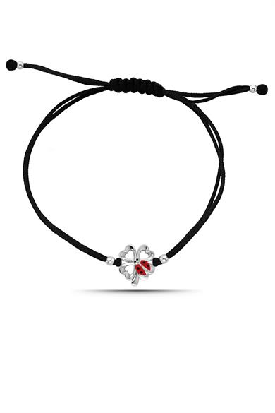 Uğur Böcekli Yonca Gümüş Bileklik