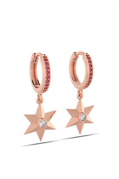 Yıldız Figürlü Halka Gümüş Küpe