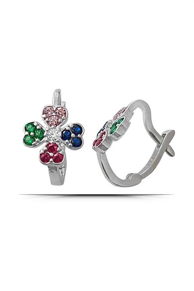 Yonca Figürlü Gümüş Çocuk J Küpe