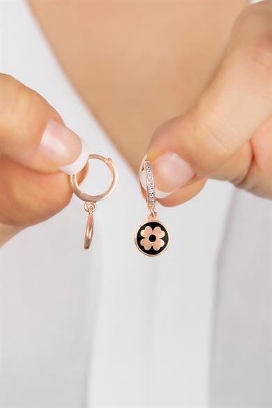 Yonca Figürlü Halka Gümüş Küpe