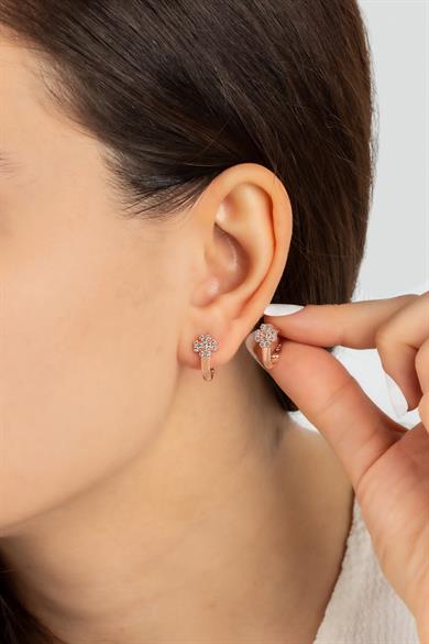 Yonca Figürlü Klipsli Gümüş Küpe