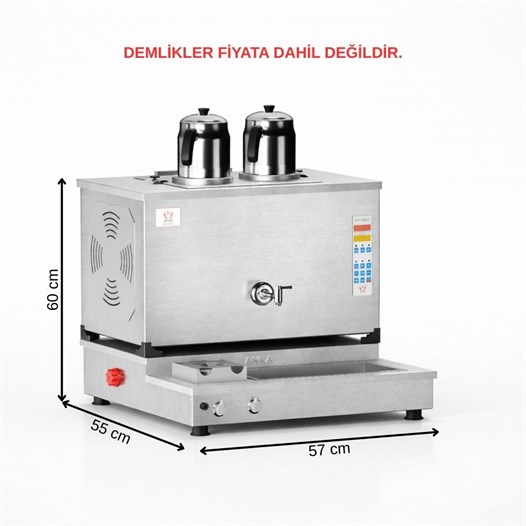  Anka Pro Plus Otomatik Çay Kazanı 2 Demlikli 20 Litre Inox Elektrikli Doğalgazlı