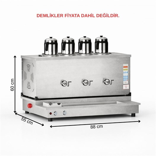  Anka Pro Plus Otomatik Çay Kazanı 4 Demlikli 40 Litre Inox Elektrikli Doğalgazlı