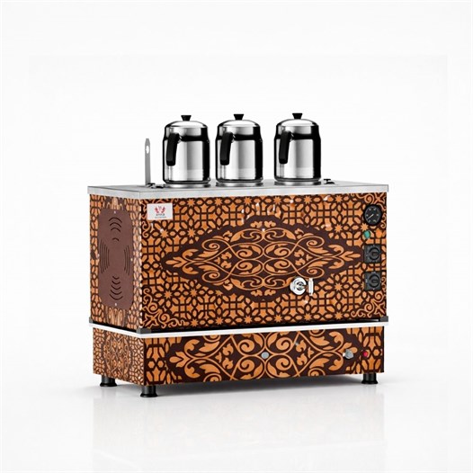 Anka Bakır Pro Kompakt Full Otomatik Çay Makinası 3 Demlikli 30 Litre Elektrikli Doğalgazlı