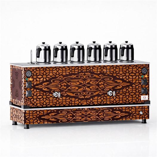 Anka Bakır Pro Kompakt Full Otomatik Çay Makinası 6 Demlikli 60 Litre Elektrikli Tüplü