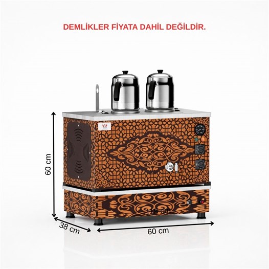 Anka Bakır Pro Kompakt Full Otomatik Çay Makinası 2 Demlikli 20 Litre Elektrikli Doğalgazlı