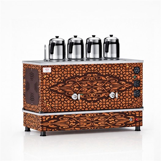 Anka Bakır Pro Kompakt Full Otomatik Çay Makinası 4 Demlikli 40 Litre Elektrikli Doğalgazlı