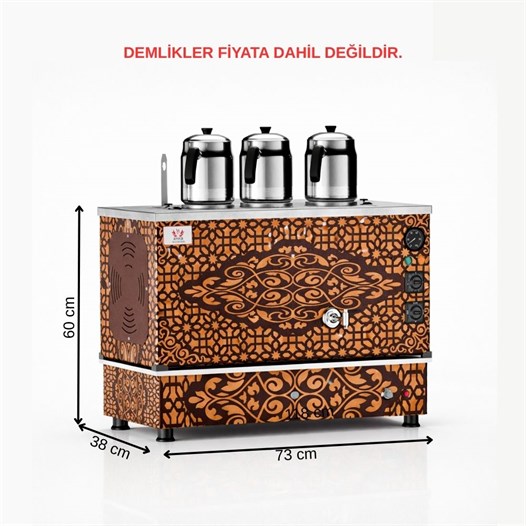 Anka Bakır Pro Kompakt Full Otomatik Çay Makinası 3 Demlikli 30 Litre Elektrikli Doğalgazlı