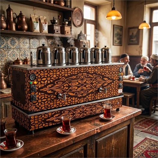 Anka Doğalgazlı Bakır Pro Compact Hibrit Smart 6 Demlikli 60 Litre Çay Makinesi