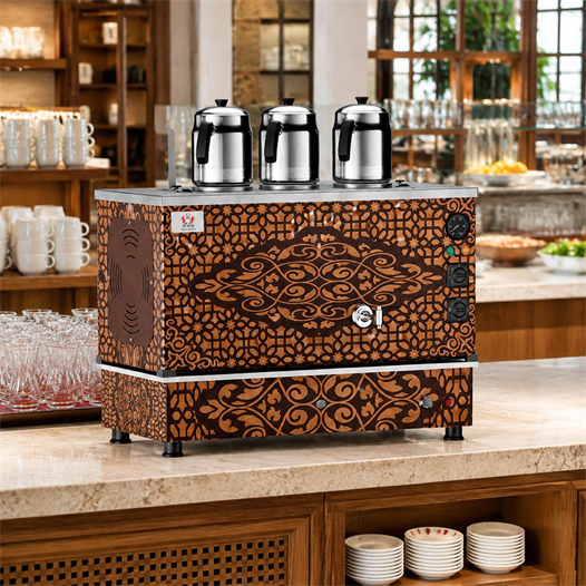 Anka Doğalgazlı Bakır Pro Compact Hibrit Smart 3 Demlikli 30 Litre Çay Makinesi