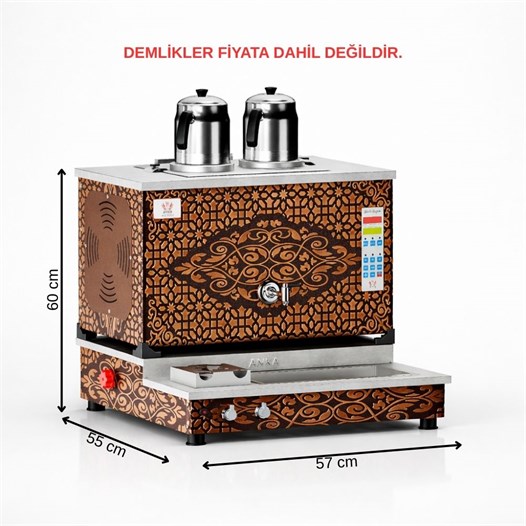 Anka Doğalgazlı Bakır Pro Plus Hibrit Smart 2 Demlikli 20 Litre Çay Makinesi