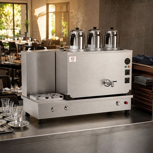 Anka Doğalgazlı İnox Turbo Hibrit 3 Demlikli 30 Litre Çay Makinesi