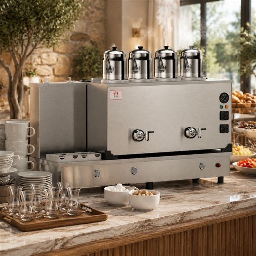 Anka Doğalgazlı İnox Turbo Hibrit 4 Demlikli 40 Litre Çay Makinesi