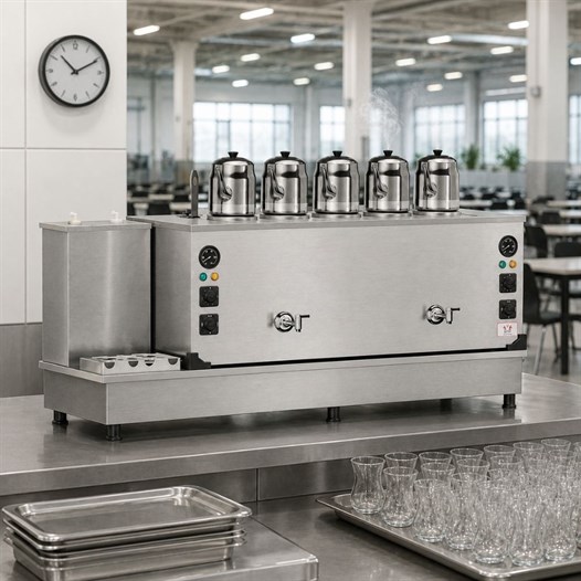 Anka Doğalgazlı İnox Turbo Hibrit 5 Demlikli 50 Litre Çay Makinesi
