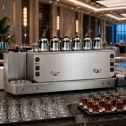 Anka Doğalgazlı İnox Turbo Hibrit 6 Demlikli 60 Litre Çay Makinesi