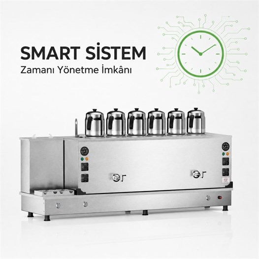 Anka Doğalgazlı İnox Turbo Smart Hibrit 6 Demlikli 60 Litre Çay Makinesi