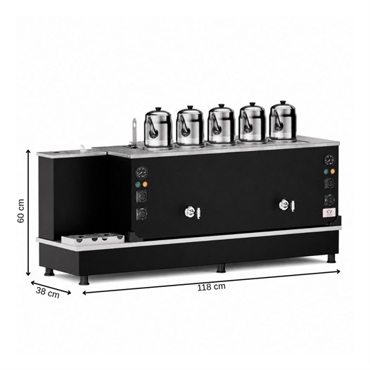 Anka Doğalgazlı Statik Turbo Hibrit 5 Demlik 50 Litre Çay Makinesi