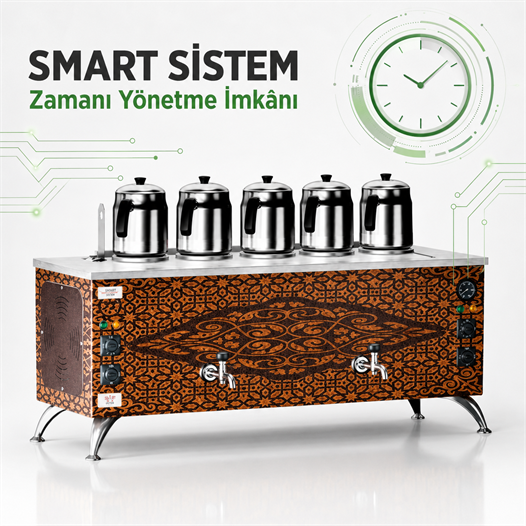 Anka Elektrikli Bakır Pro Compact Smart 5 Demlik 50 Litre Çay Makinesi 220V