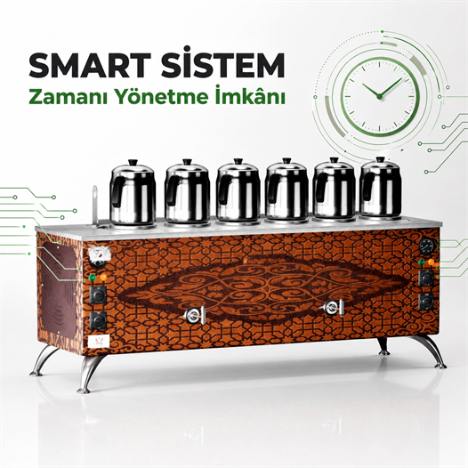 Anka Elektrikli Bakır Pro Compact Smart 6 Demlik 60 Litre Çay Makinesi 220V