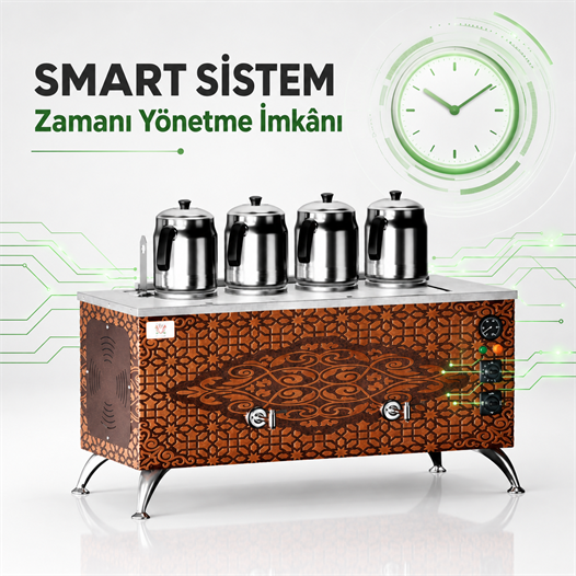 Anka Elektrikli Bakır Pro Compact Smart 4 Demlik 40 Litre Çay Makinesi 220V