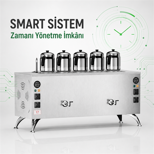 Anka Elektrikli İnox Pro Compact Smart 5 Demlik 50 Litre Çay Makinesi 220V