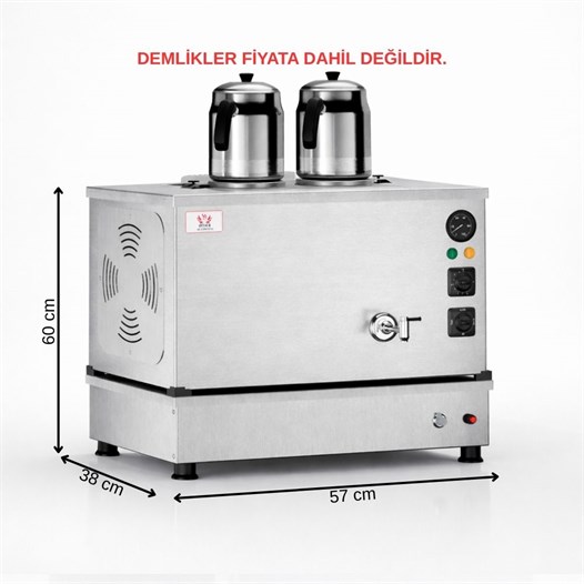 Anka Inoks Pro Kompakt Full Otomatik Çay Makinası Paslanmaz 2 Demlikli 20 Litre Elektrikli Tüplü