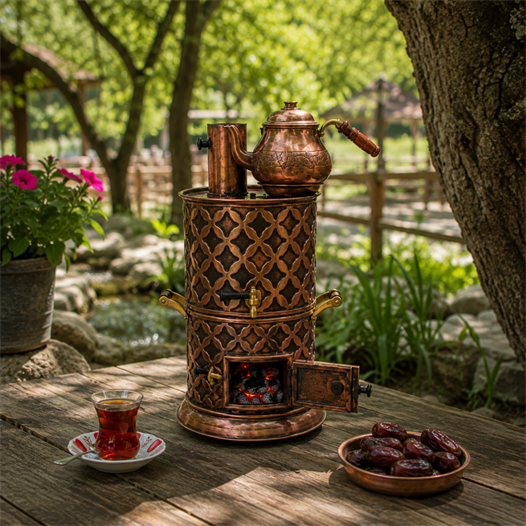 Anka Odunlu 1Demlikli Bakır Semaver