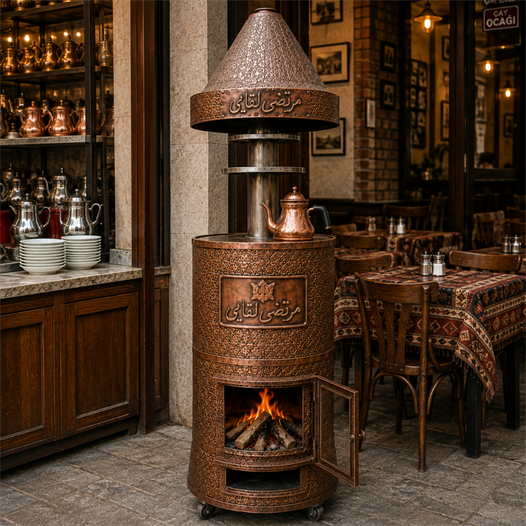 Anka Odunlu 6 Demlik 80 Litre Bakır Kaplama Çay Kulesi