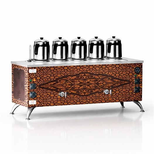 Anka Pro Elektrikli Full Otomatik Çay Kazanı 5 Demlikli 50 Litre Bakır