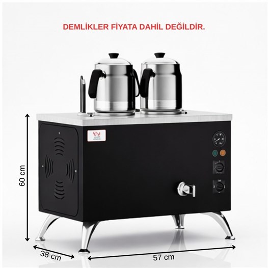 Anka Pro Elektrikli Full Otomatik Çay Kazanı 2 Demlikli 20 Litre Siyah