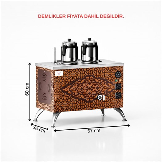 Anka Pro Elektrikli Full Otomatik Çay Kazanı 2 Demlikli 20 Litre Bakır