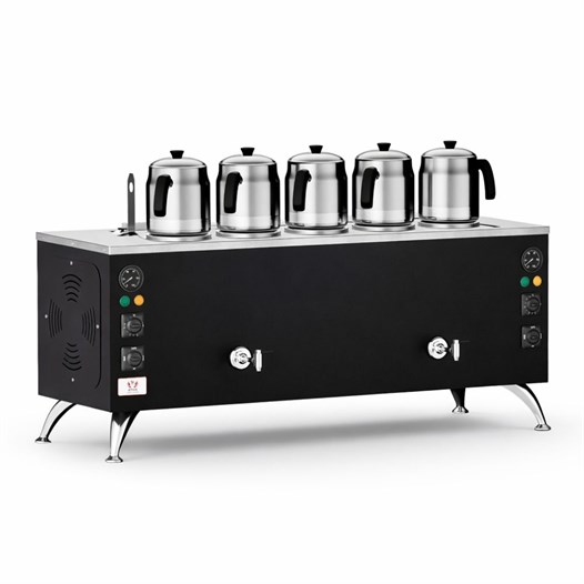 Anka Pro Elektrikli Full Otomatik Çay Kazanı 5 Demlikli 50 Litre Siyah