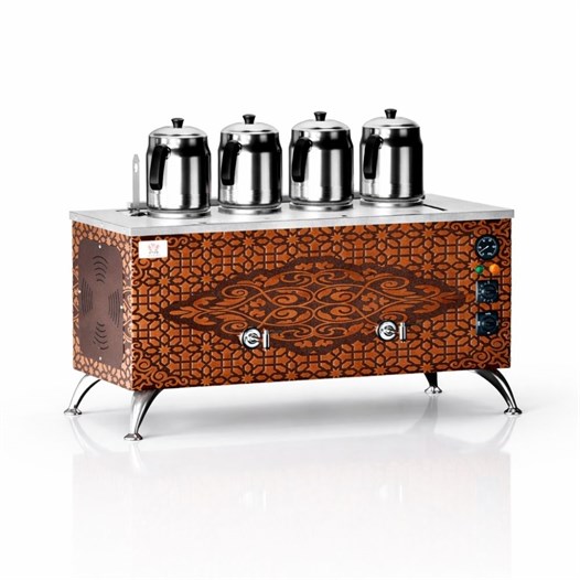 Anka Pro Elektrikli Full Otomatik Çay Kazanı 4 Demlikli 40 Litre Bakır