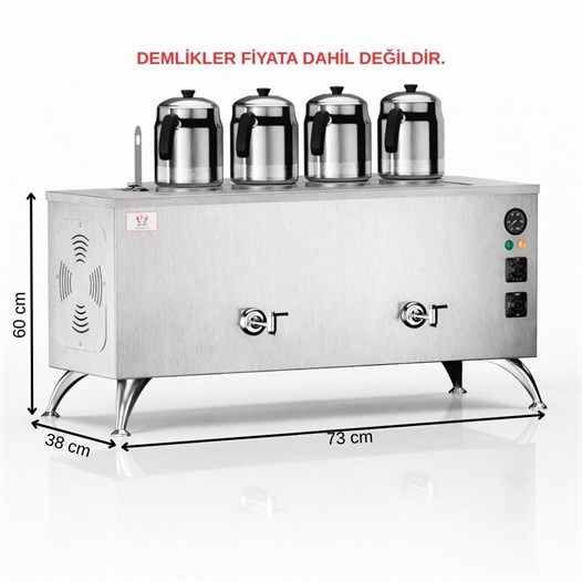 Anka Pro Elektrikli Inoks Full Otomatik Çay Kazanı 4 Demlikli 40 Litre Paslanmaz