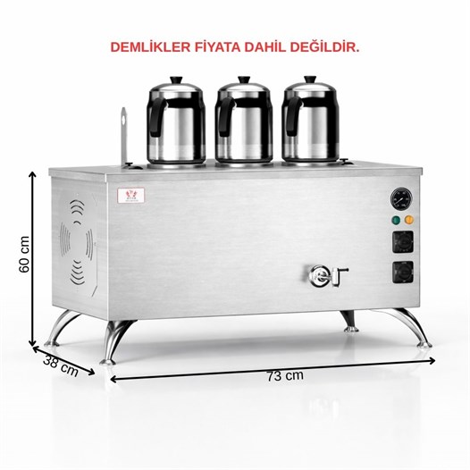 Anka Pro Elektrikli Inoks Full Otomatik Çay Kazanı 3 Demlikli 30 Litre Paslanmaz