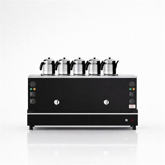 Anka Pro Kompakt Full Otomatik Çay Makinası 5 Demlikli 50 Litre Siyah Elektrikli Tüplü